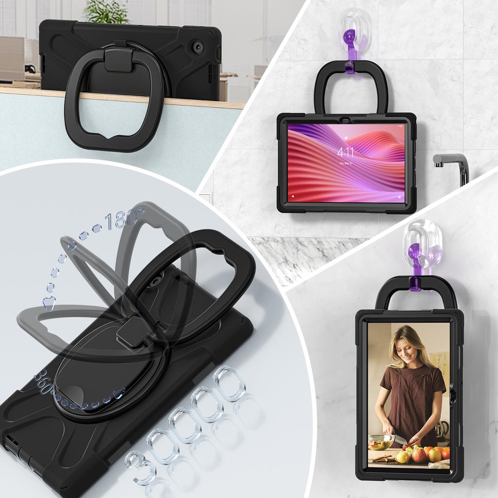 360 Rotating Kids Case Universal For Lenovo Tab S10 10.1" 2025 K10C TB-311FU TB-311XU Heavy Duty Stand Cover With Shoulder Strap