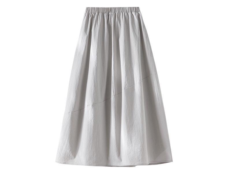 Rong Tai Women's Spring 2026 A-Line Cotton Skirt - Breathable Elastic Waist with Large Hem