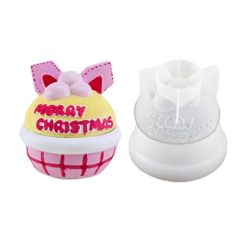 HX6F Jewelry Storage Box Mold with Lid Christmas Decoration Plaster Molds DIY Candy Box Moulds Concret Container Bowl CN