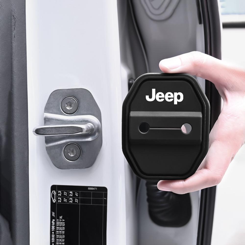 For Jeep 2/4Pcs Silicone Car Door Lock Protective Cover Decoration For Jeep Renegade Cherokee Commander Patriot Wrangler Auto