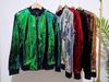 Women's Plus Size Sequin Baseball Jacket - Loose Fit, European & American Style, Autumn Fashion