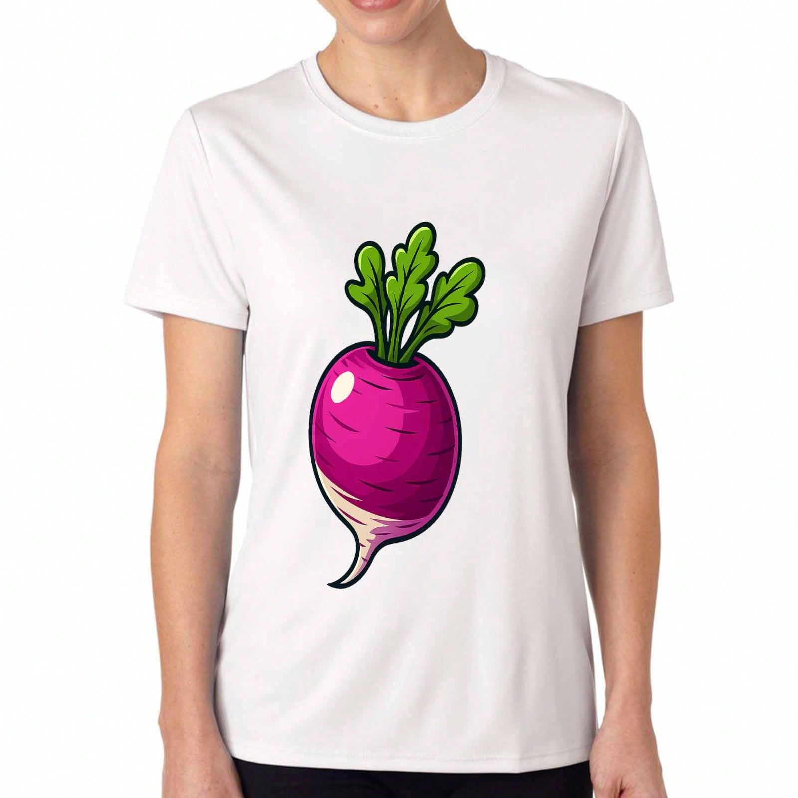 Cartoon Radish unisex s Cotton T Shirt, Pure Cotton Premium Print, Durable, Casual And Fashionable, Unique Radish Graphic, Lightweight Fabric, Ideal F S разноцветный