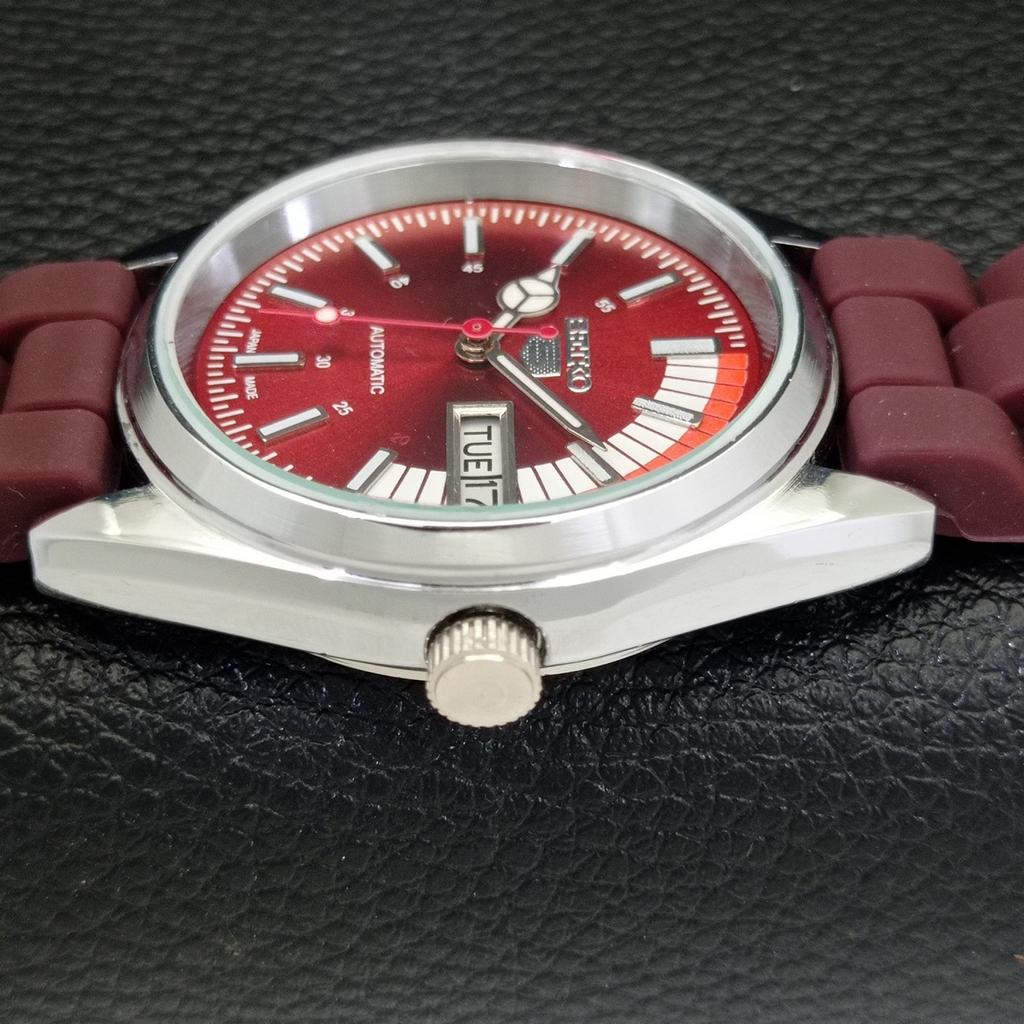 VINTAGE REFURBISHED SEIKO 5 AUTOMATIC 6309A JAPAN MENS RED DIAL WATCH A440855-4
