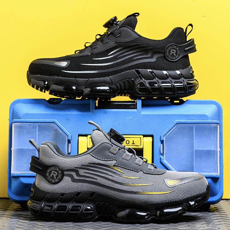 Men's Safety Shoes Protection And Elastic Safety Boots Fashionable Casual Shoes Breathable Odor Protection Men's Work Shoes