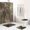Chinese Antique Bronzing Night Flower Bathroom Floor Mat Shower Curtain Combination Floor Mat Support
