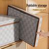 Plaid Non-Woven Clothes Storage Box with Lid for Home Organization
