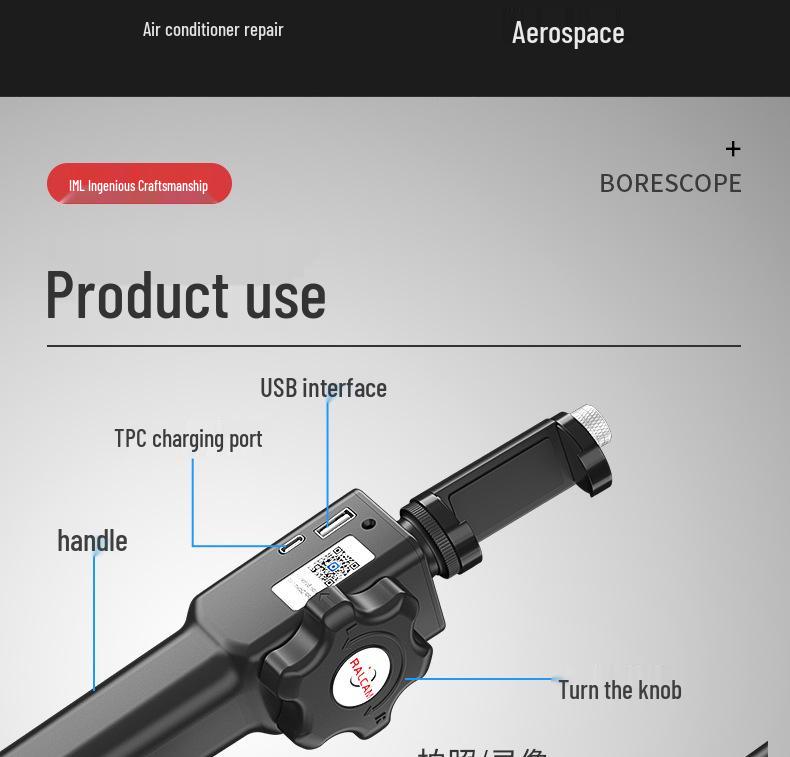 RALCAM/RuiKan High-Temp 360° Handheld Automotive & Industrial Endoscope