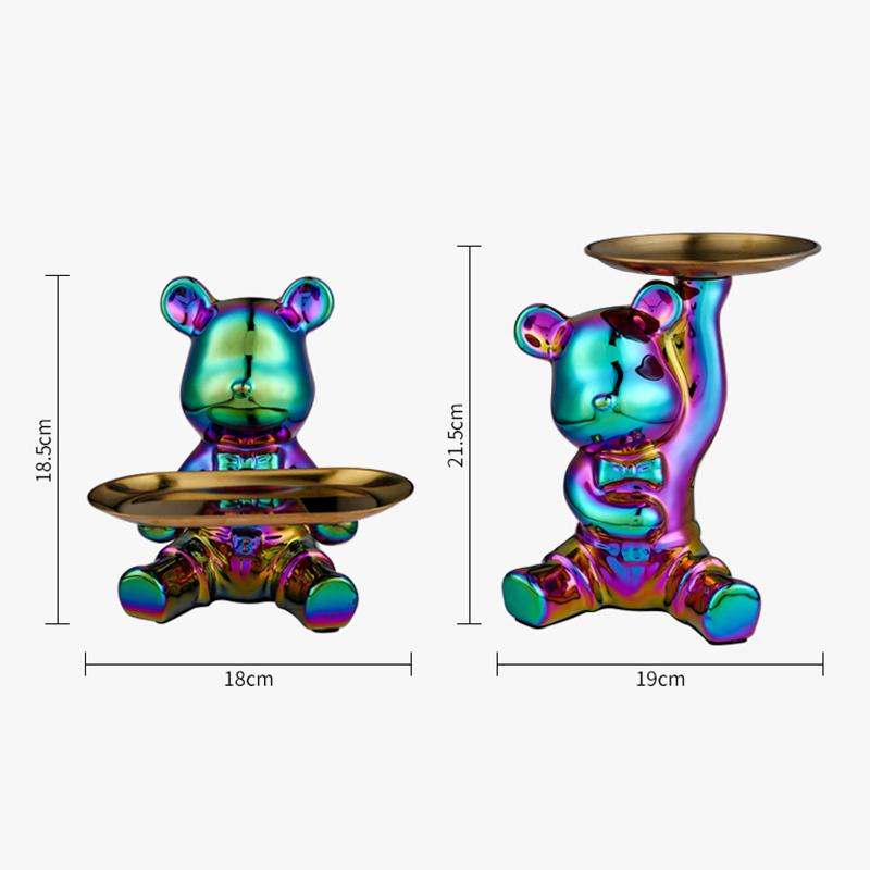 Ceramic Colorful Plating Bear Storage Box Home Living New Room Desktop Storage Tray Decorative Statue Money Box Ornaments