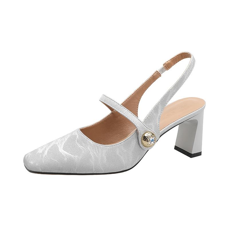 

Французские сандалии-мешки на толстом каблуке, летние, в сказочном стиле, с юбкой, на высоком каблуке, с квадратным носком, туфли Мэри Джейн для женщин 34 серебряный