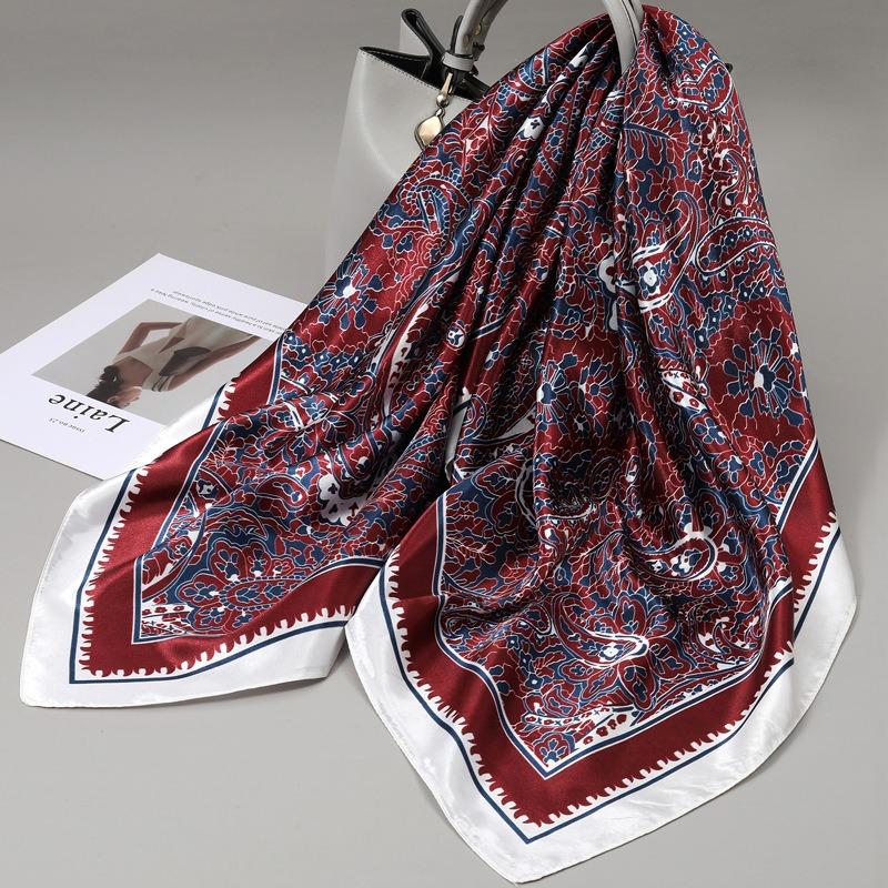 90 Square Scarves, Silk Scarves, Women's New Spring and Summer High-end Sense Versatile, Thin Scarves, Shawls Outside