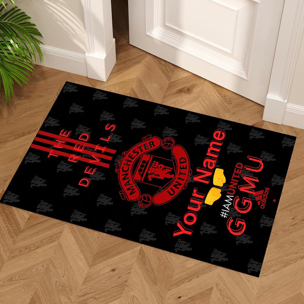 Manchester Customized Name Floor Mat Design for Playrooms Study room Outdoor Hallway Anti-slip Rug Decorate Offices Perfect Gift for Friends & Family