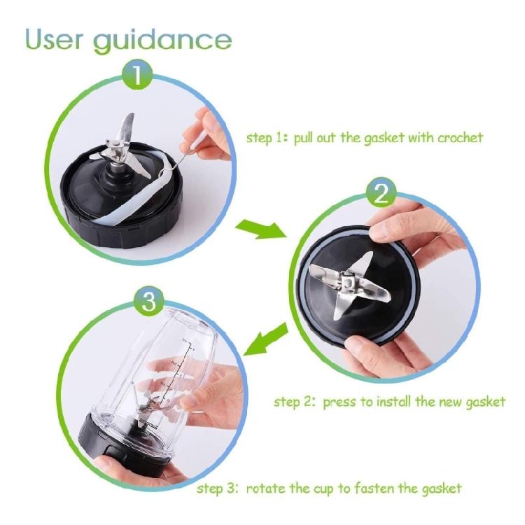 For BL480 BL482 BL642 BL682 NN102 7-Fins Male Blender Blade with Rubber Gasket