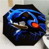 Sonic the Hedgehog Print Automatic Umbrella, 8 Rib Iron Frame, Plastic Handle, Suitable for Outdoor Travel &Daily , Ideal Gift
