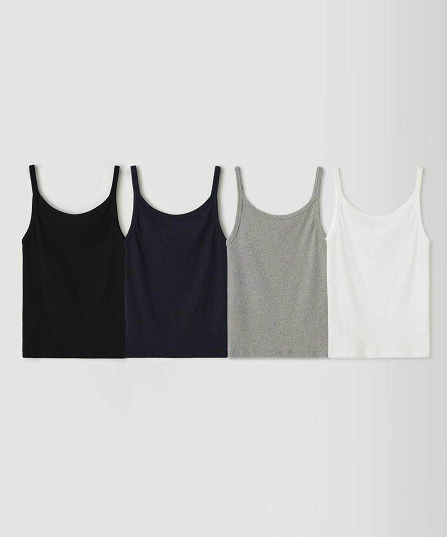 Button [2Pack] Basic Sleeveless Top Ivory/Ivory