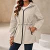 Wasserdichte Regenjacke für Damen mit Kapuze, Windjacke, Leichte, Wasserabweisende Jacke mit Taschen, Verstellbare Taille für Outdoor-Aktivitäten