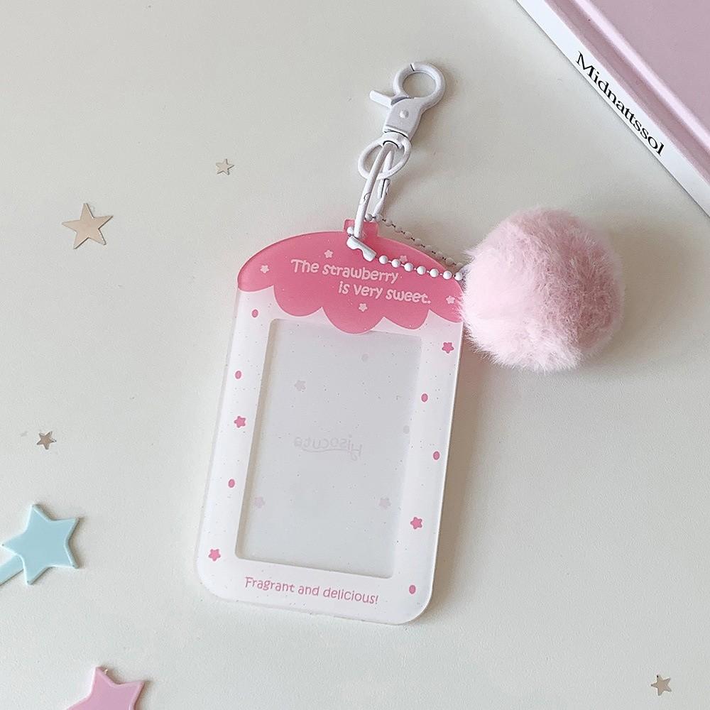 Fruit Strawberry Acrylic Photocard Holder with Keychain Card Protective Case Card Decor
