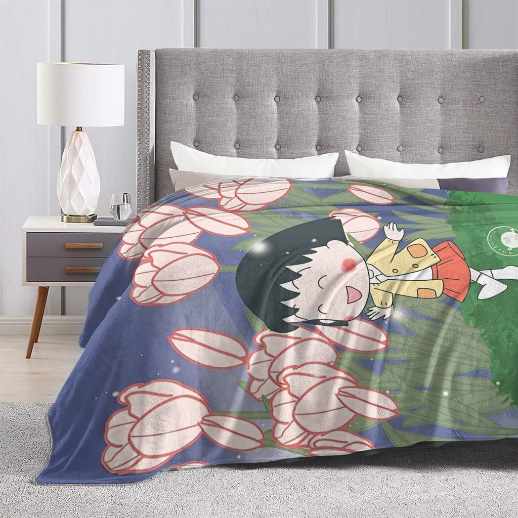 Chibi Maruko Chan Japan Anime Blankets Fleece Multifunction Soft Throw Blankets for Bedding Bedding Throws