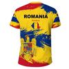 Summer Round Neck 3D Romania Flag Graphic Print Top Fashionable Casual Short Sleeved Football Jersey Men's T-shirts