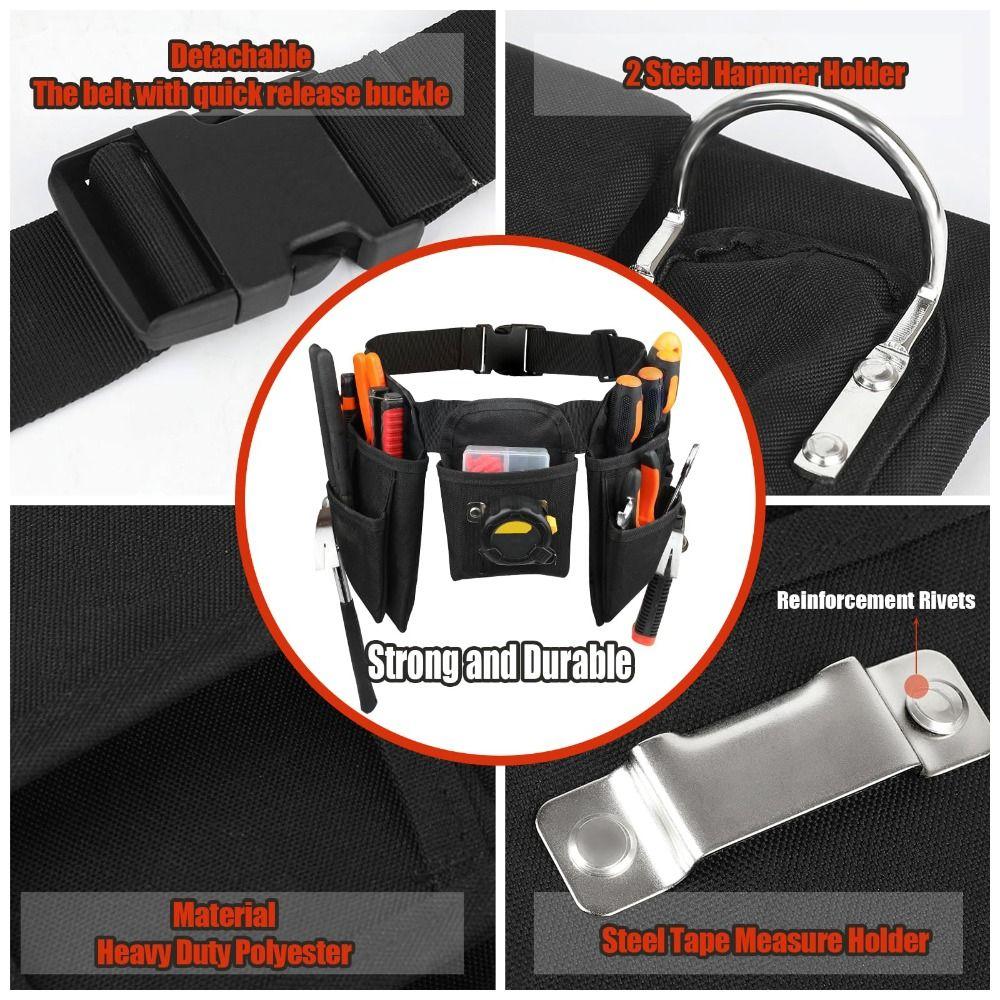 Sturdy Tool Waist Bag Multiple Pockets Tool Pouch Large Capacity Electrician Tool Bag  Carpenter