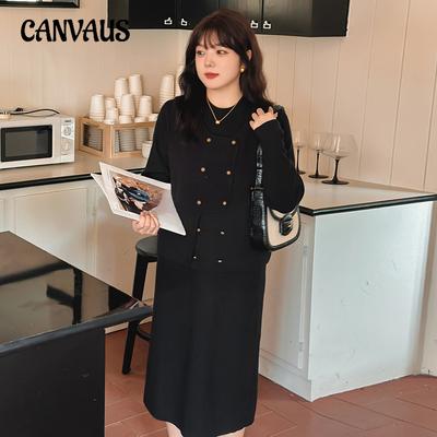 Büyük Beden Yarım Yüksek Yaka Elbise Kadın Yelek Kış Örgü Takım