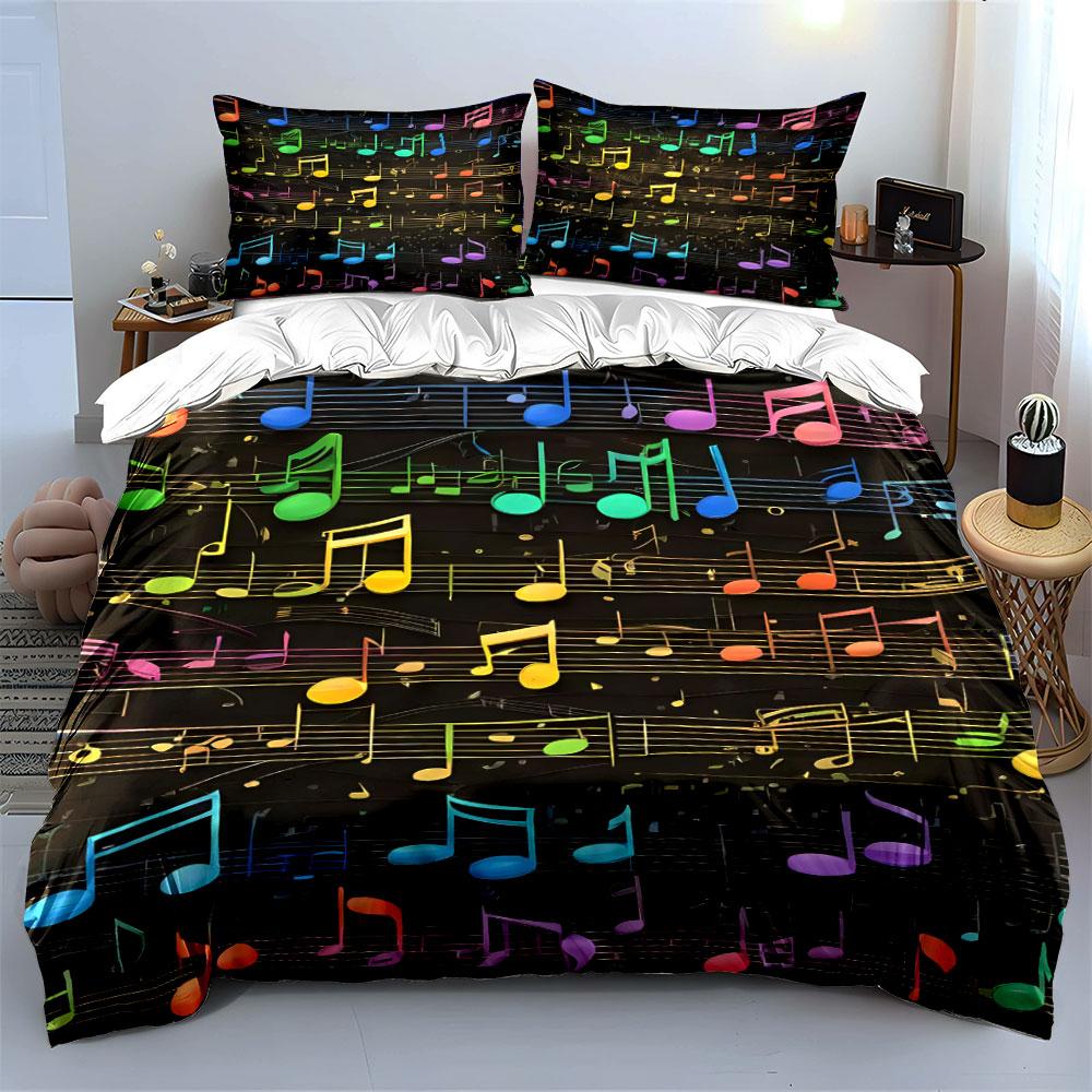 Colorful musical notes pattern. Bedding sets Duvet cover sets Duvet covers Pillowcases(1 * Duvet Cover 2 * Pillowcases without duvet insert)