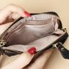 Women's Genuine Leather Mini Wallet Multi-Card Slots Coin Pouch with Keychain Handheld Zip Change Purse Stylish Compact Daily Accessory for Ladies