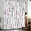 Whimsical Rabbit Patterned Shower Curtain - Cute Gray and Pink Rabbits Hanging On the Living Room Wall, Bedroom Decoration
