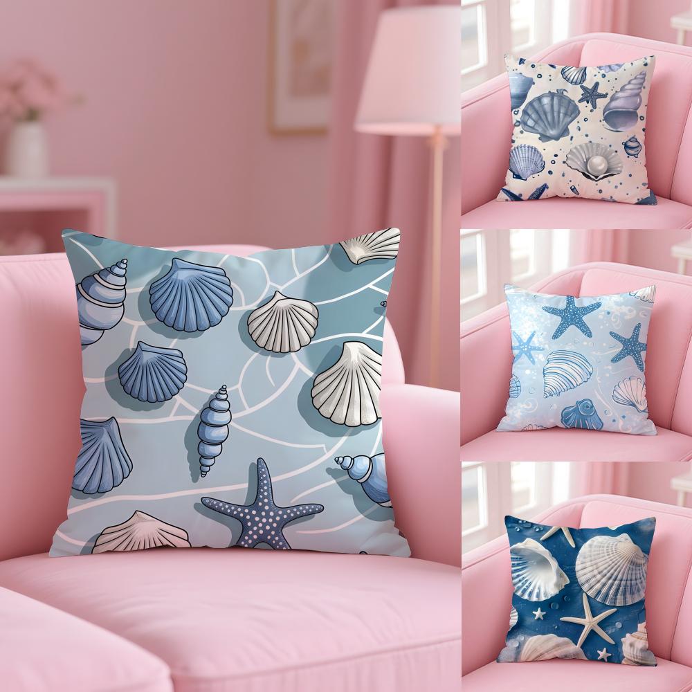 Ocean Animals Cushion Cover Soft Short Plush Double-Sided Printing Home Decor Machine Washable Pillow Case Gift