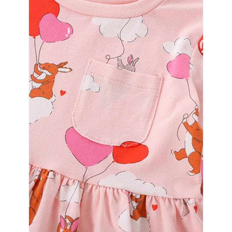 Cartoon Girls' Long-Sleeved Dress 2025 Autum New Style Fashionable Girl's Round Neck Pure Cotton Princess Dress Girls' Dress