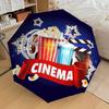 1PC Cinema Movie Night Pattern Small Travel Compact Windproof Umbrella, Automatic Folding Umbrella, Automatic Open/Close ,Gift-74
