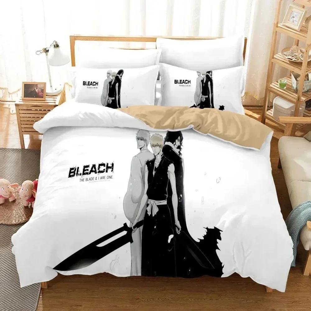 Anime Bleach Toushirou Ichigo Bedding Set Duvet Cover Sheet Printed Bed Set Pillowcase Full Queen King Size Comforter Bedroom