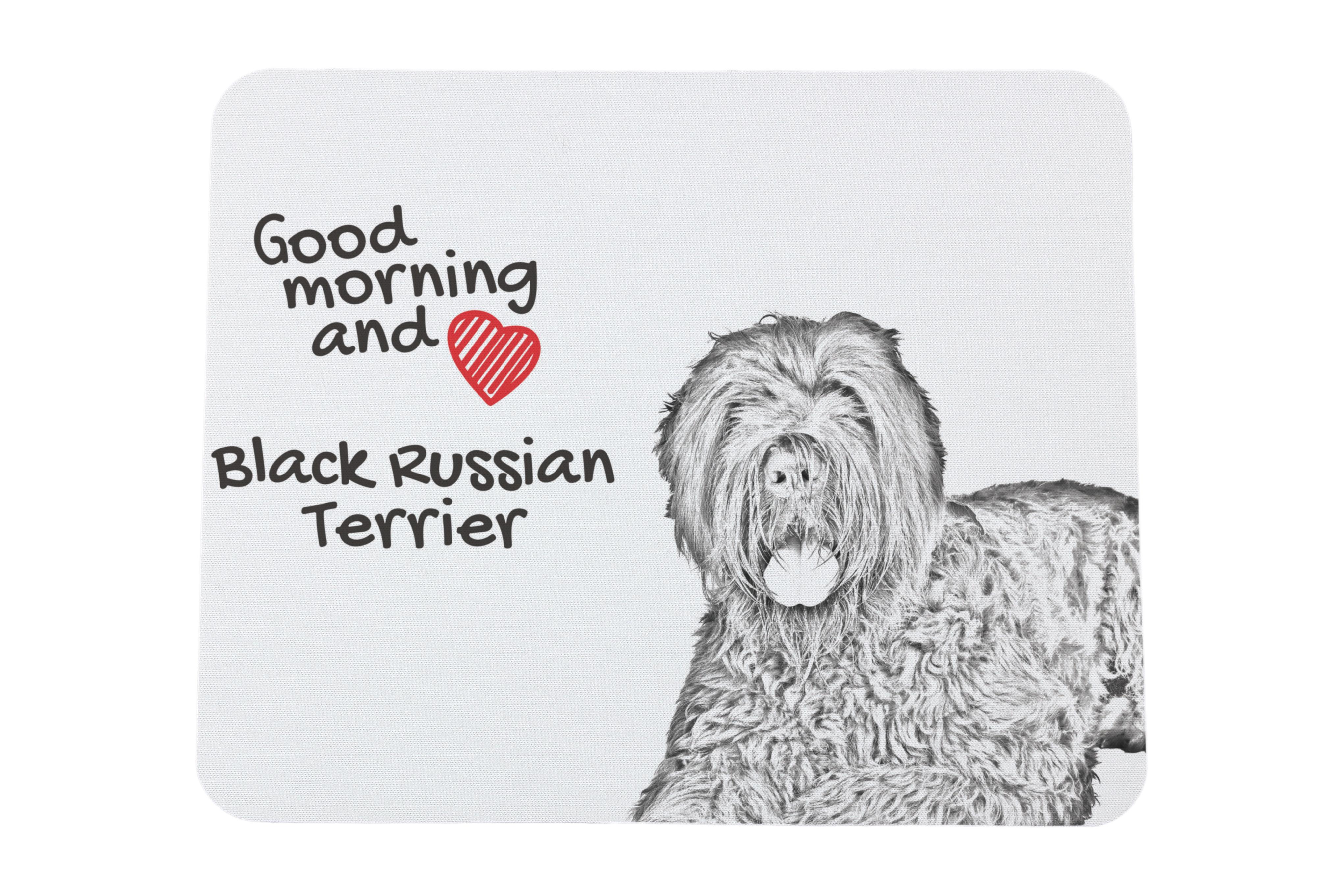 

Black Russian Terrier, Chornyi Terrier - mouse pad with print, personalized dog-themed mouse pad, unique gadget for an office worker by Art-Dog brand білий