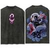 Demon Slayer Washed Retro Short Sleeve T-Shirt Casual Summer Wear Men Women Comfortable Short Sleeve Half Sleeve Sports Popular Top