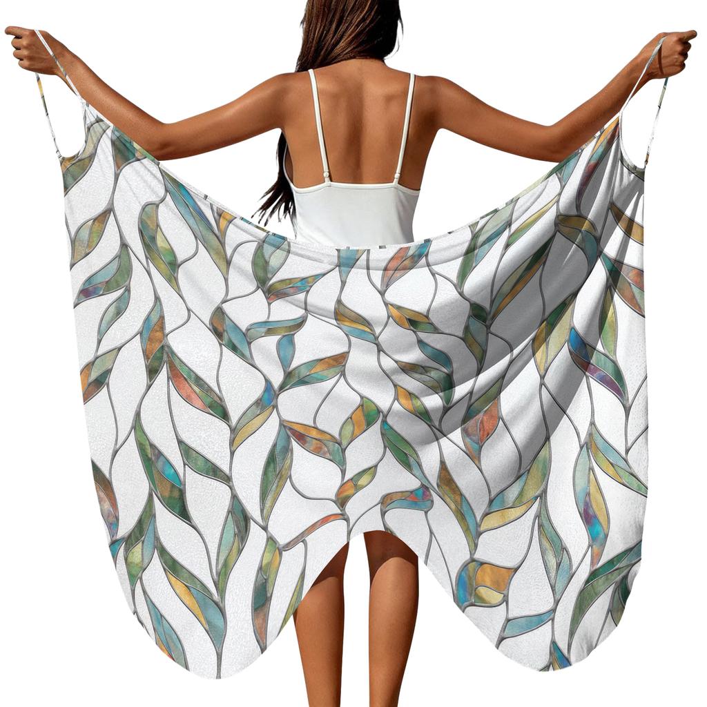 Women Beach Cover Up Wrap Skirt Cross Shoulder Straps Lightweight Swimwear Sarong for Summer Poolside or Beachwear
