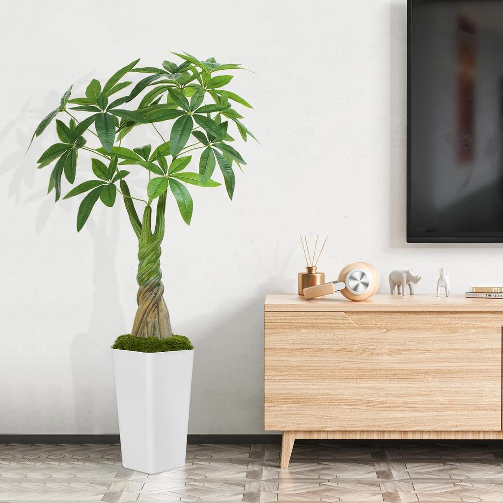 Keeplush Tree of Height 120cm Fake Green Large Houseplant Fake 18 Branches and Leaves Photocatalyst Air Purifier Deodorizer Antibacterial White Luxury