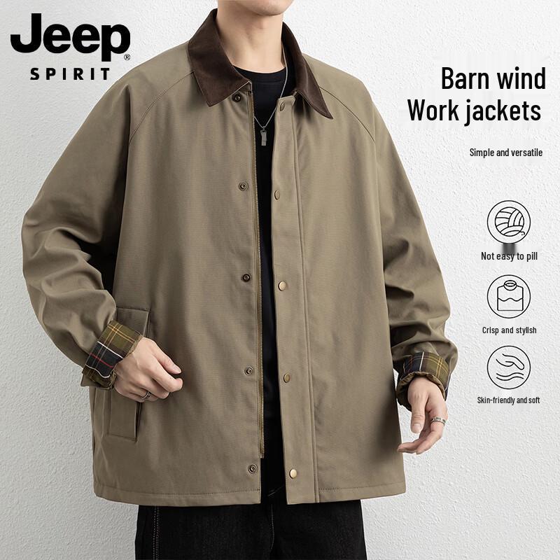 Jeep Spirit Men s Retro Patchwork Workwear Jacket L