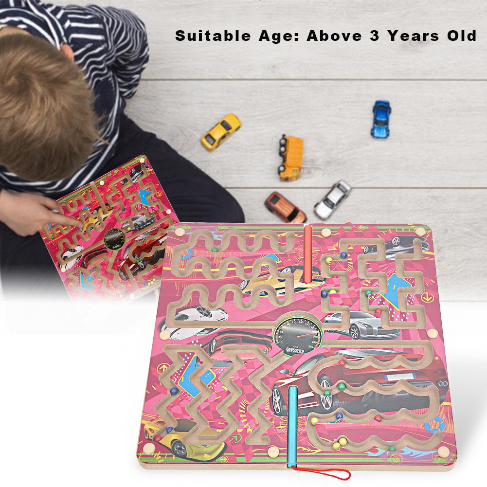 Magnetic Maze Game Puzzle Board Games Children Kid Toddler Educational Wooden Toy