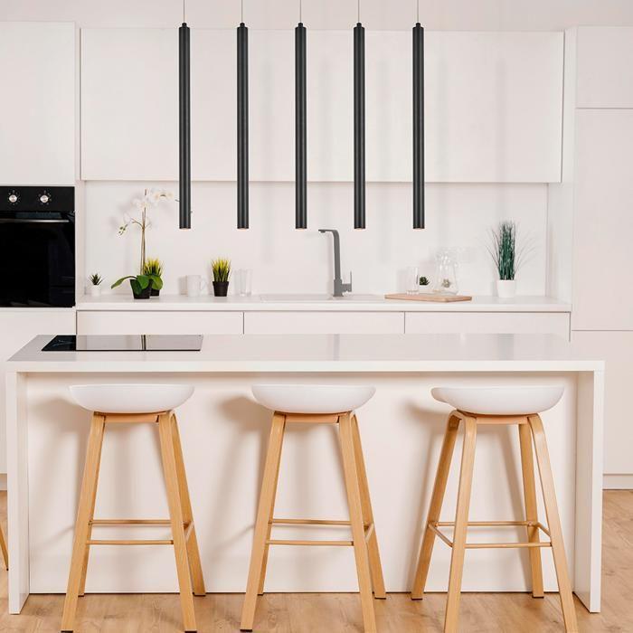 Suspension tube 5x10W G9 Noir IP20