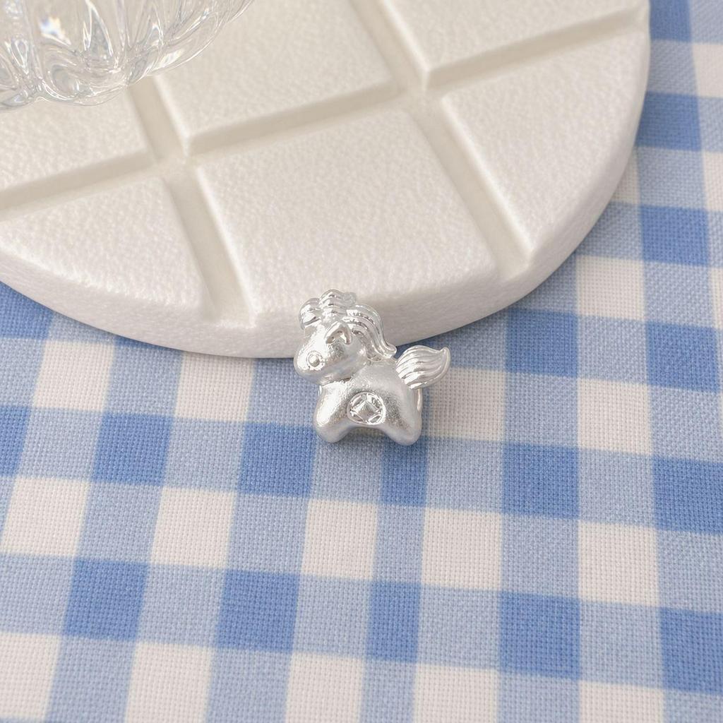 999 Sterling Silver Colorful Cartoon Horse Spacer Beads for DIY Bracelets