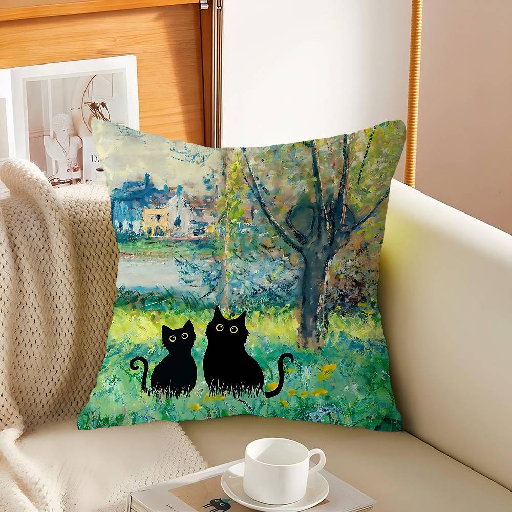 Claude Monet Classic Art Collection Cat Pillow Cover For Bedroom Room And Living Room Sofa Decorative Cushion Cover