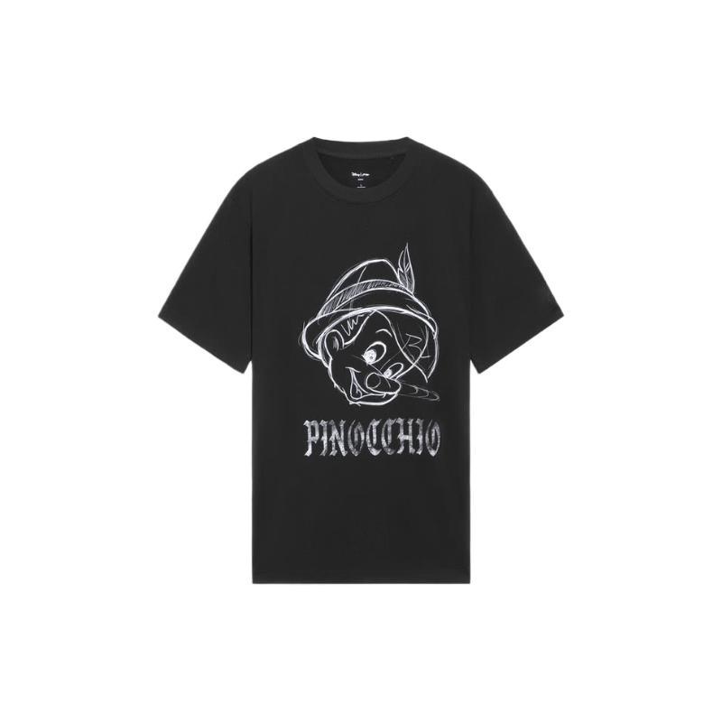 Li Ning X Disney T Shirts Men s Black Crew Neck Moderate Straight Fit AHSS449-5 XL