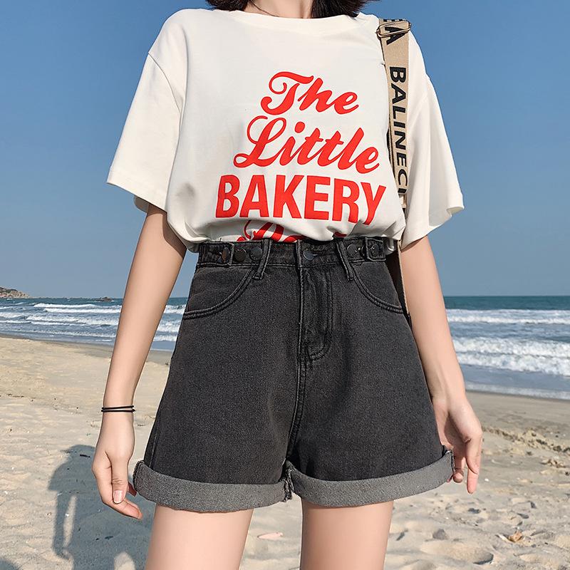 Summer Denim Shorts High Waist Denim Wide Leg Pants Women