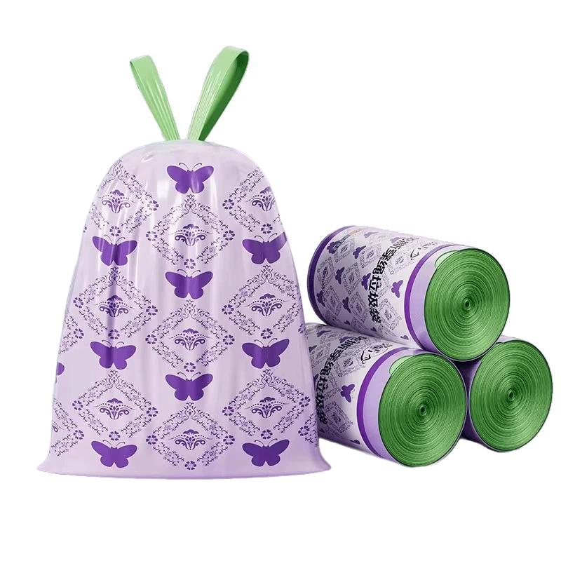 50 stuks Grote Capaciteit Lavendel Trekkoord Vuilniszakken Met Handvatten Voor Keuken, Badkamer, Slaapkamer & Woonkamer