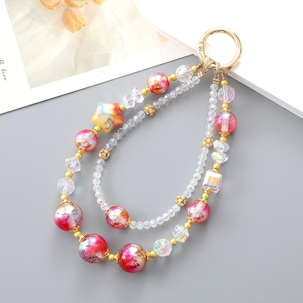 Bag Pendant Mobile Phone Keychain Strap Colorful Beads Phone Hanging Rope  Phone Case Accessories