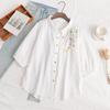 Shoulder Embroidery Blouses & Shirts Willow Loose Women's Cardigan Shirt Short Sleeved Top
