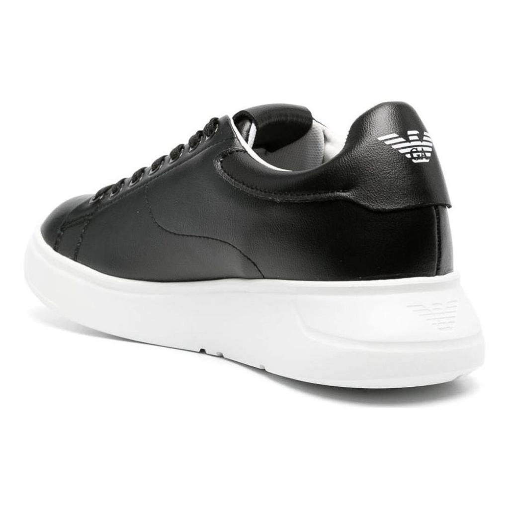 Emporio Armani Leather Round Toe Thick Sole Lace-Up Low Top Sneakers Women sneakers Black X3X024XN894A120