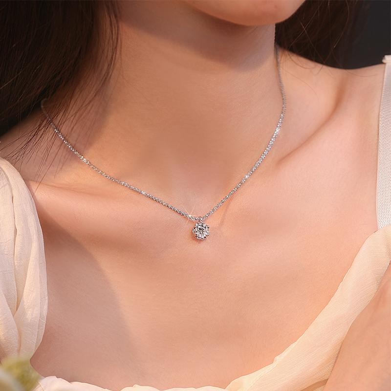 Echte Moissanite Diamant 6-klauw Hanger Ketting 925 Zilver Sprankelende Bloemkool Ketting voor Vrouwen Bruiloft Fijne Sieraden