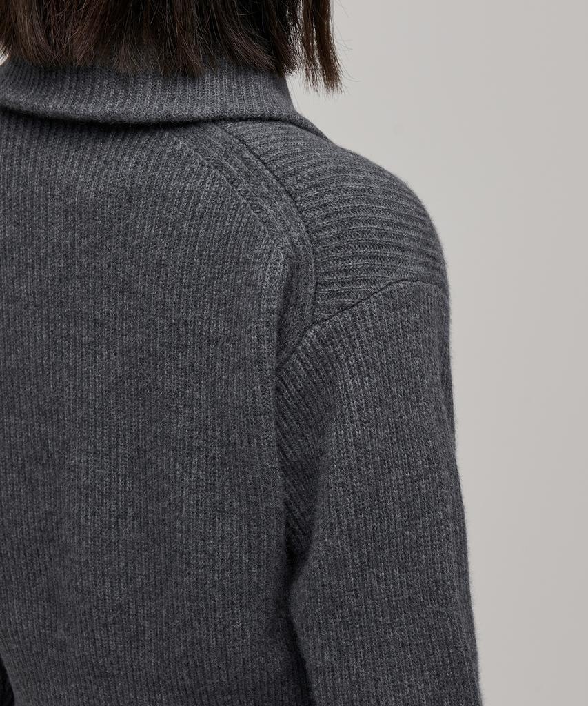 MUSINSA STANDARD WOMAN Women'S Lambswool Ribbed Knit Half Zip [Medium Grey]
