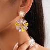 Pinkdudu Fashion Colorful Flower Drop Earrings Personality Elegant Trendy Alloy Rhinestone Earrings Jewelry Gift for Women PD1755