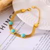 18K Gold Plated European-Style Turquoise Mesh Bracelet with Retro Design